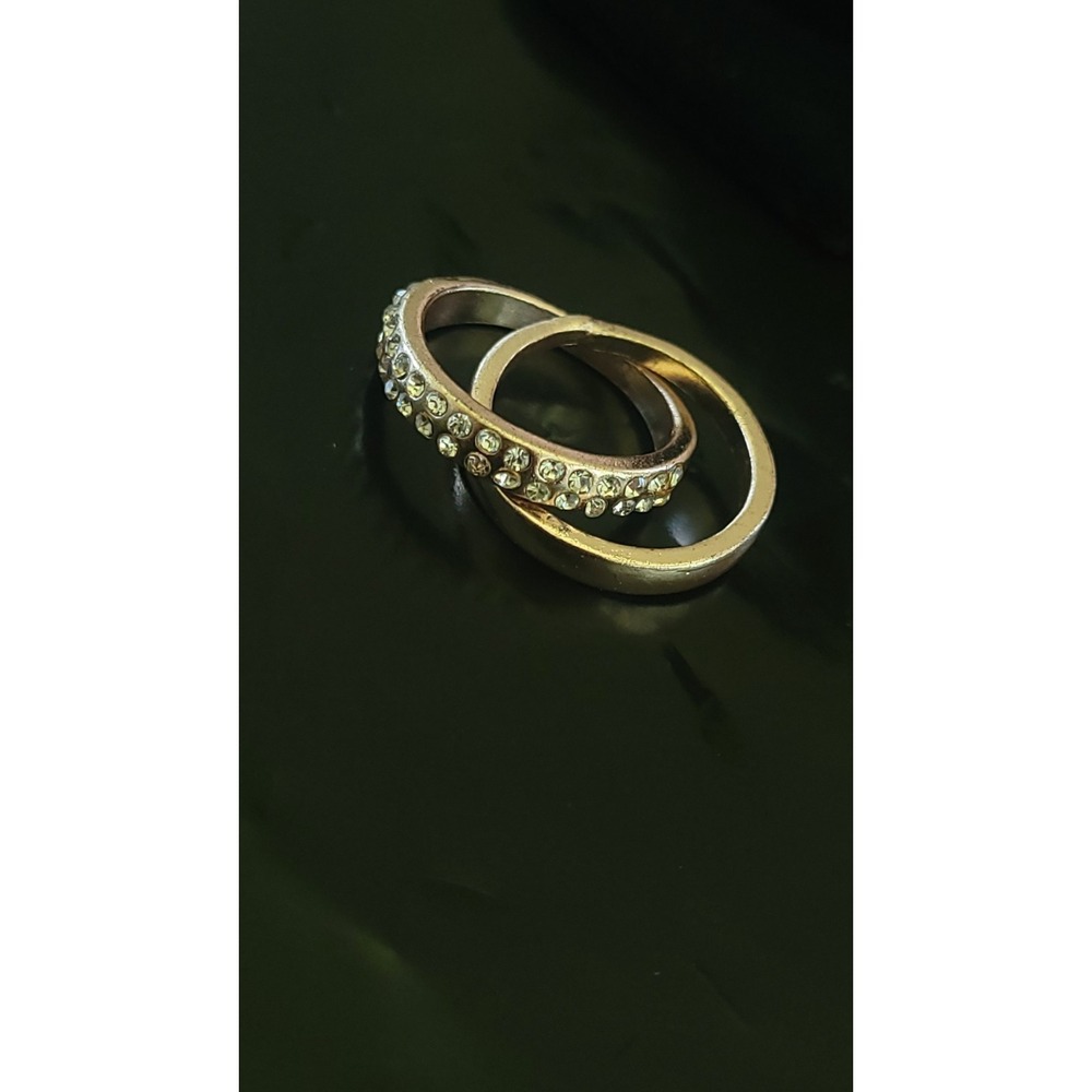 Silver Tone Crossover Rhinestone Ring Size 7 Wrap Swirl Statement Fashion